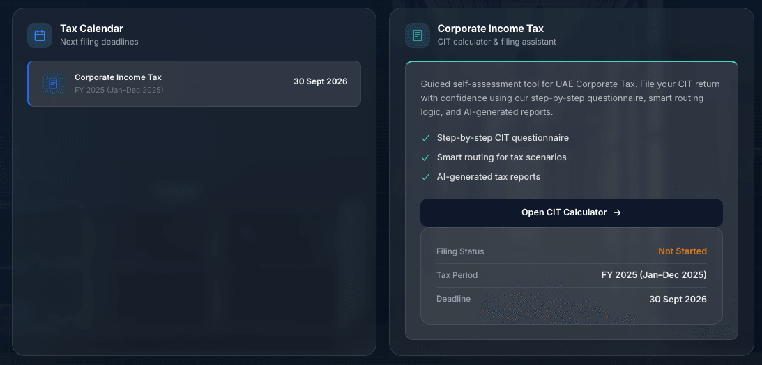 Tariq — Tax Compliance screen